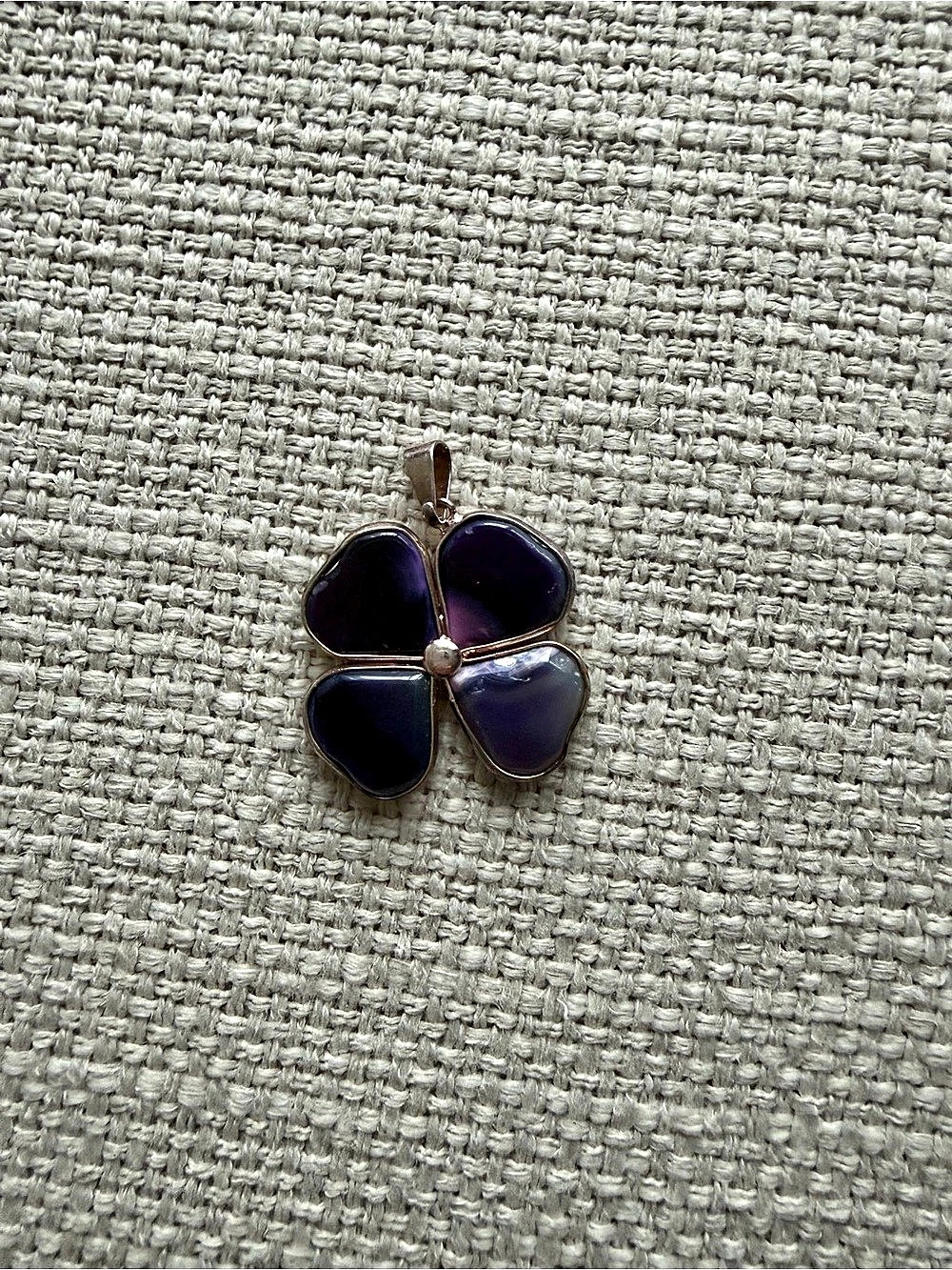 Purple & Blue Amethyst Four-Leaf Pendant Like New